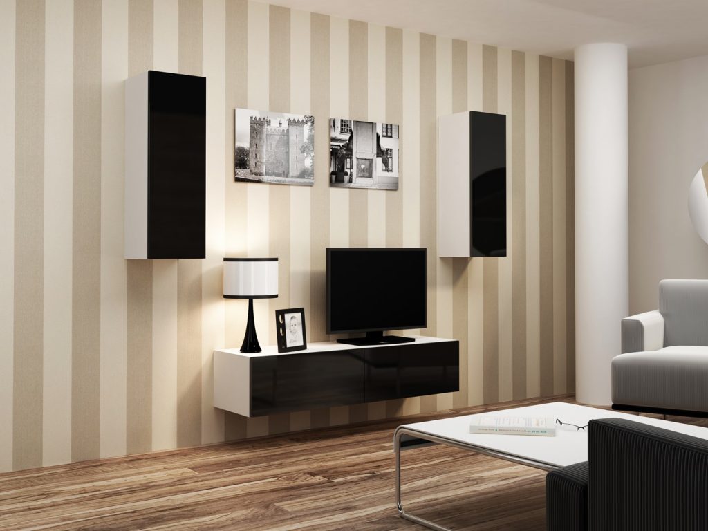 Cama TV stand VIGO 140 30/140/40 white/black gloss