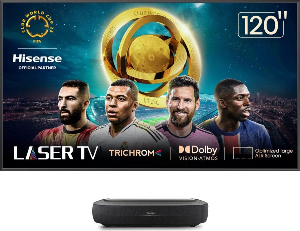 Hisense 120L9HA projection TV Ultra short throw projector 3000 ANSI lumens DLP UHD 4K (3840x2160) Black, Dark Grey