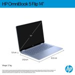 HP OmniBook 5 Flip 14-fp0004nw Intel Core 5 120U 2-in-1 Laptop 35.6 cm (14") 2K Touchscreen 16 GB LPDDR5 SDRAM 512 GB SSD Wi-Fi 6 (802.11ax) Windows 11 Home Blue