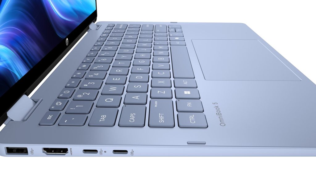 HP OmniBook 5 Flip 14-fp0004nw Intel Core 5 120U 2-in-1 Laptop 35.6 cm (14") 2K Touchscreen 16 GB LPDDR5 SDRAM 512 GB SSD Wi-Fi 6 (802.11ax) Windows 11 Home Blue