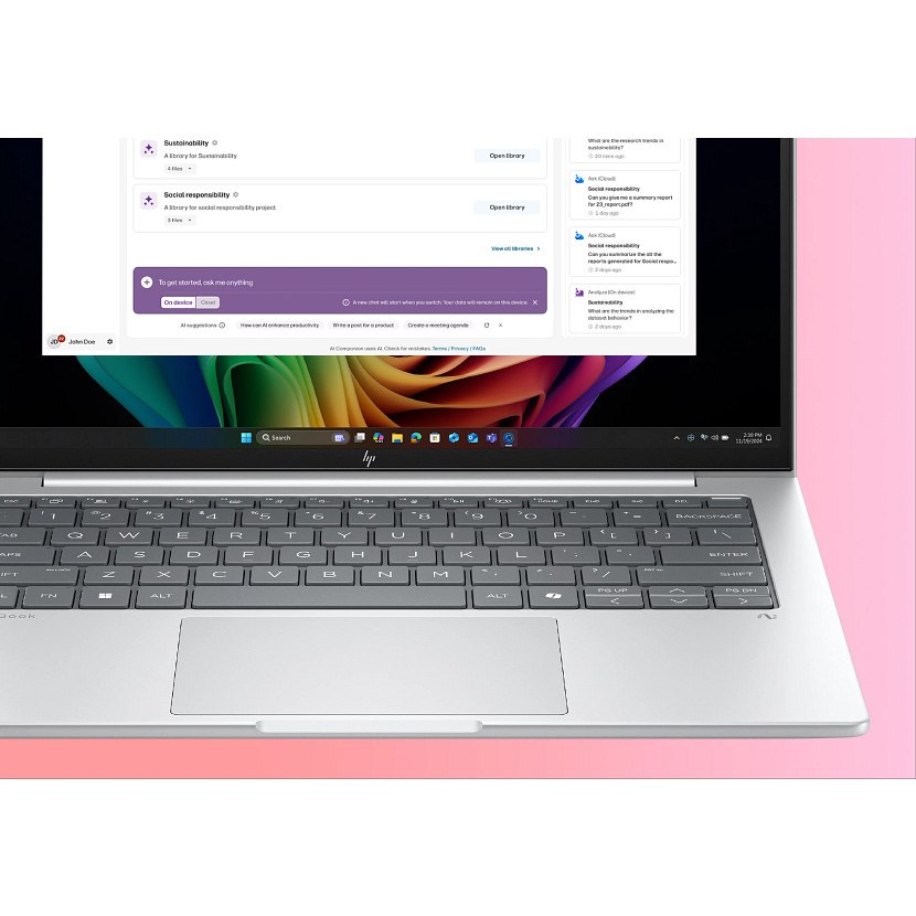 HP EliteBook 8 G1i Next Gen AI PC Copilot+ PC Intel Core Ultra 7 258V laptop 35.6 cm (14") WUXGA 32 GB LPDDR5x-SDRAM 512 GB SSD Wi-Fi 7 (802.11be) Windows 11 Pro silver