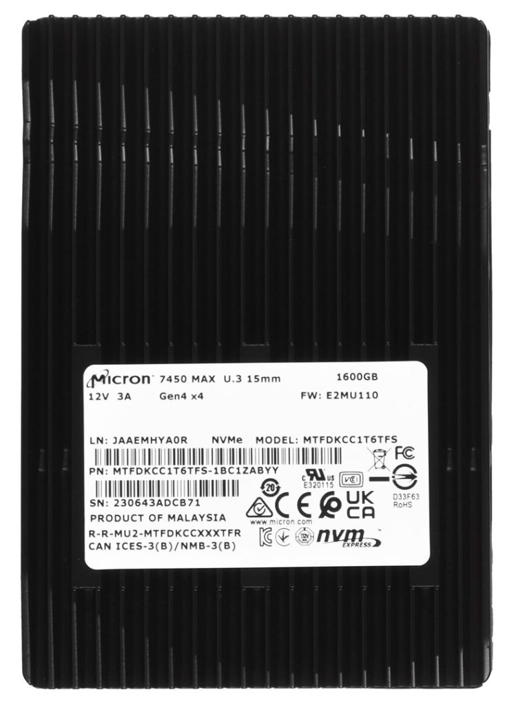 SSD Micron 7450 MAX 1.6TB U.3 (15mm) NVMe PCI 4.0 MTFDKCC1T6TFS-1BC1ZABYYR (DWPD 3)